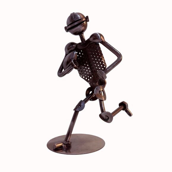 Football Industrial Art Sculpture Nuts and Bolts Metal Sports Recycled Decor 9" - Picture 1 of 14